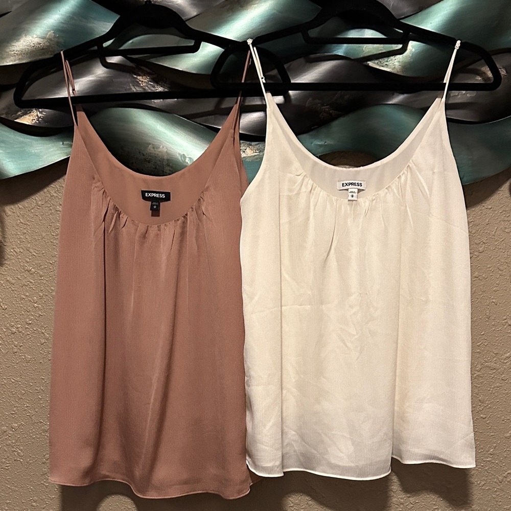 Express Women's Camisole Tops - Cream and Tan